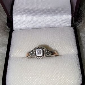 Rose gold diamond promise ring.